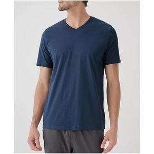 Pact Organic Cotton Softspun V-Neck Tee T Shirt in Blue Men XL Short Sleeve NWOT